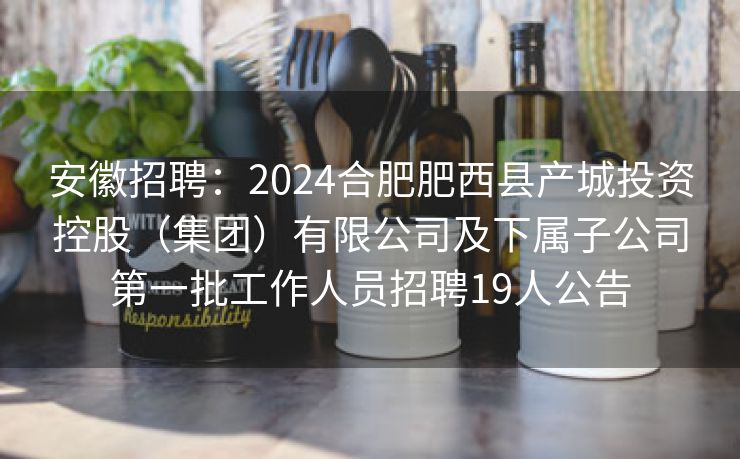 安徽招聘：2024合肥肥西县产城投资控股（集团）有限公司及下属子公司第一批工作人员招聘19人公告
