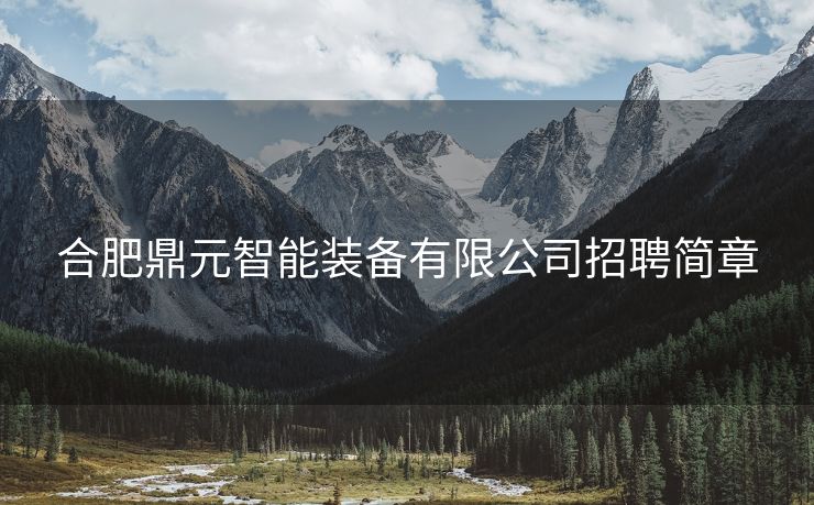 合肥鼎元智能装备有限公司招聘简章