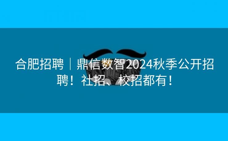 合肥招聘｜鼎信数智2024秋季公开招聘！社招、校招都有！