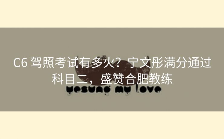 C6 驾照考试有多火？宁文彤满分通过科目二，盛赞合肥教练