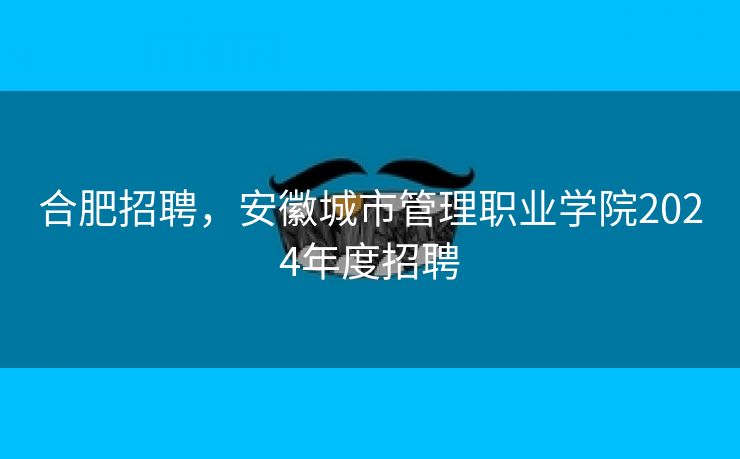 合肥招聘，安徽城市管理职业学院2024年度招聘