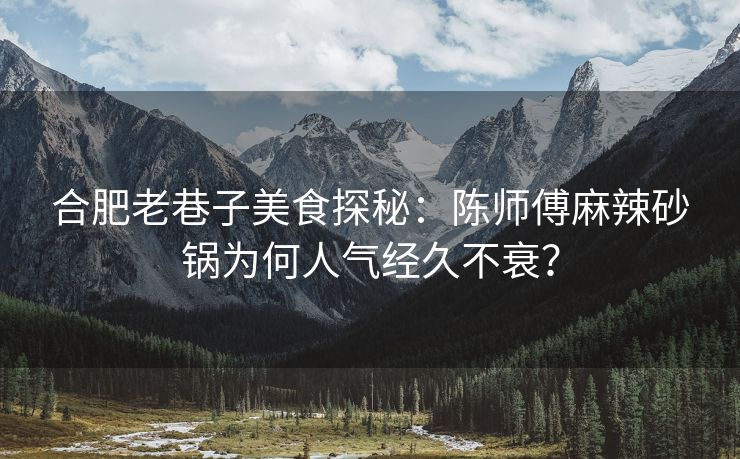 合肥老巷子美食探秘:陈师傅麻辣砂锅为何人气经久不衰?
