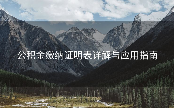 公积金缴纳证明表详解与应用指南