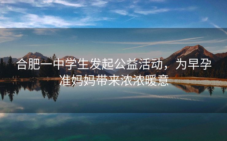 合肥一中学生发起公益活动,为早孕准妈妈带来浓浓暖意