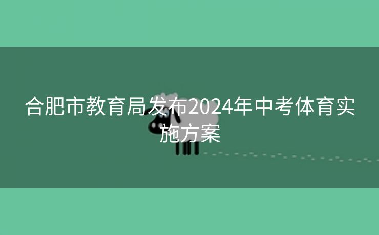 合肥市教育局发布2024年中考体育实施方案
