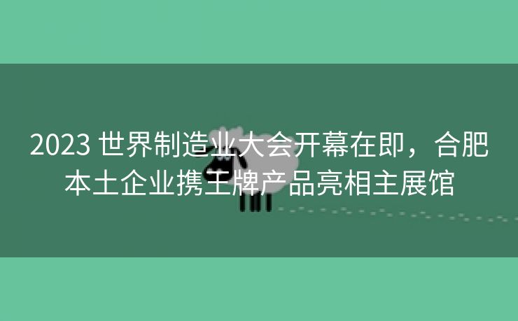 2023 世界制造业大会开幕在即，合肥本土企业携王牌产品亮相主展馆