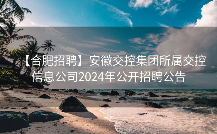 【合肥招聘】安徽交控集团所属交控信息公司2024年公开招聘公告