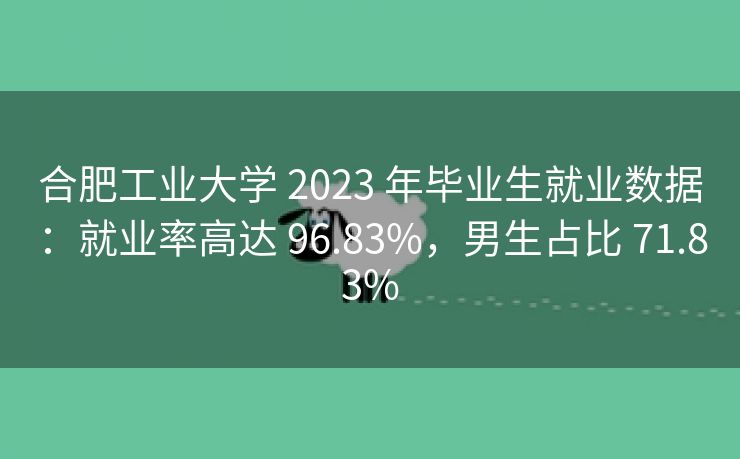 合肥工业大学 2023 年毕业生就业数据:就业率高达 96.83%,男生占比 71.83%