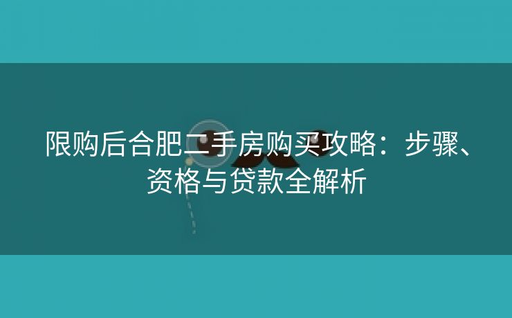 限购后合肥二手房购买攻略:步骤、资格与贷款全解析