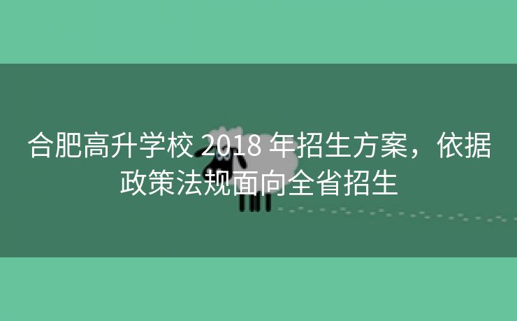 合肥高升学校 2018 年招生方案，依据政策法规面向全省招生