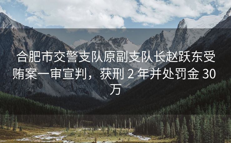 合肥市交警支队原副支队长赵跃东受贿案一审宣判，获刑 2 年并处罚金 30 万