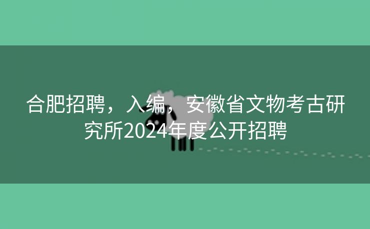 合肥招聘，入编，安徽省文物考古研究所2024年度公开招聘