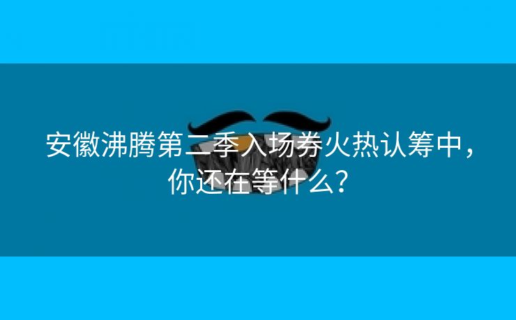 安徽沸腾第二季入场券火热认筹中，你还在等什么？