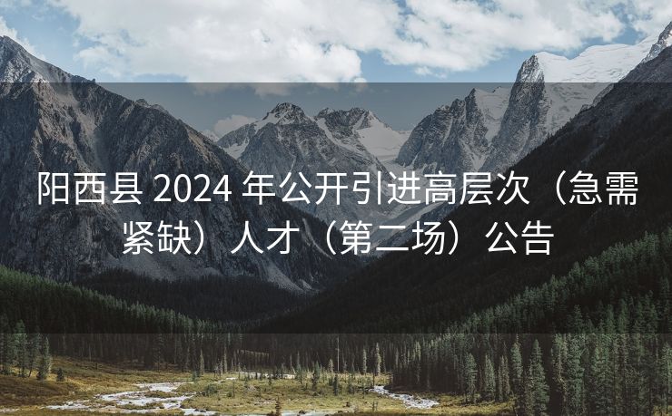 阳西县 2024 年公开引进高层次（急需紧缺）人才（第二场）公告