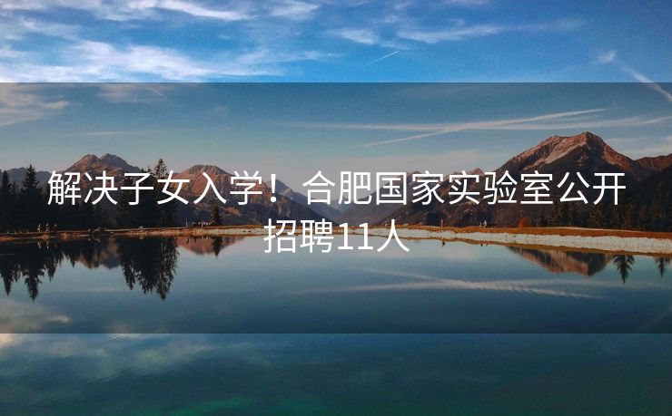 解决子女入学！合肥国家实验室公开招聘11人