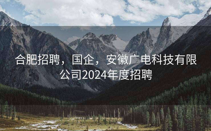 合肥招聘，国企，安徽广电科技有限公司2024年度招聘