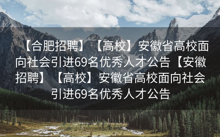 【合肥招聘】【高校】安徽省高校面向社会引进69名优秀人才公告【安徽招聘】【高校】安徽省高校面向社会引进69名优秀人才公告