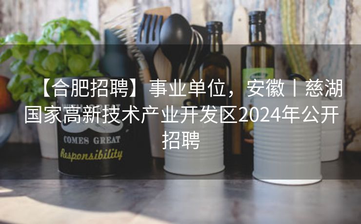 【合肥招聘】事业单位，安徽丨慈湖国家高新技术产业开发区2024年公开招聘