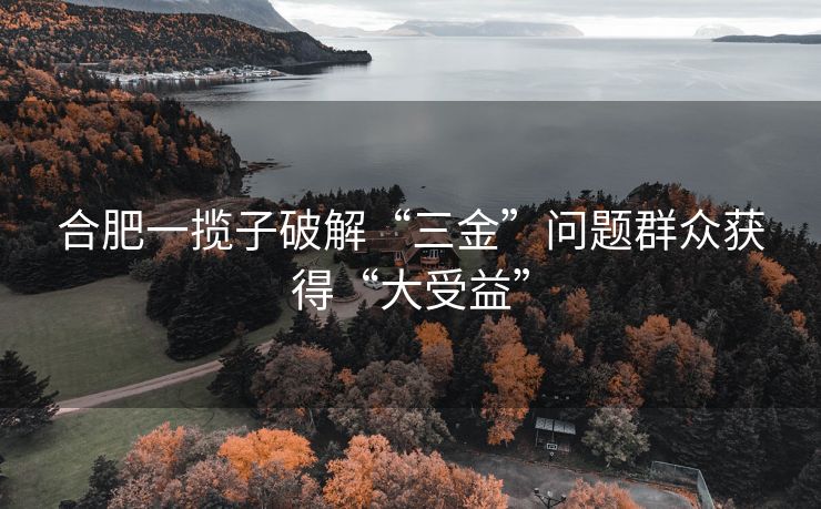 合肥一揽子破解“三金”问题群众获得“大受益”