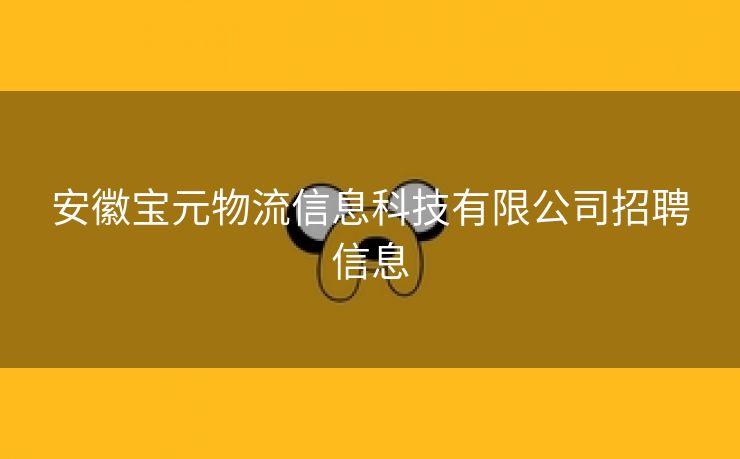 安徽宝元物流信息科技有限公司招聘信息