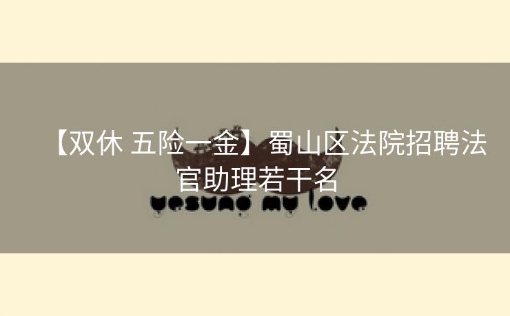 【双休 五险一金】蜀山区法院招聘法官助理若干名