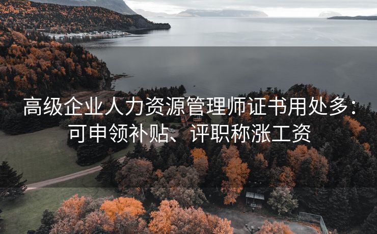 高级企业人力资源管理师证书用处多：可申领补贴、评职称涨工资