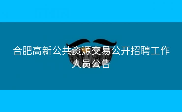 合肥高新公共资源交易公开招聘工作人员公告