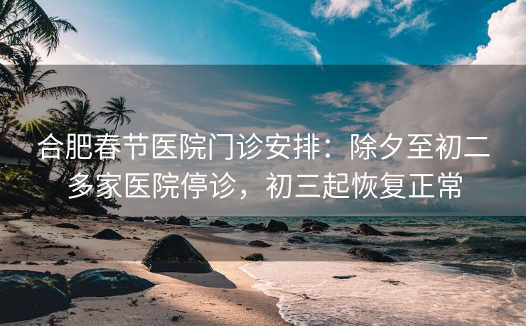 合肥春节医院门诊安排：除夕至初二多家医院停诊，初三起恢复正常