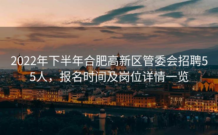 2022年下半年合肥高新区管委会招聘55人,报名时间及岗位详情一览