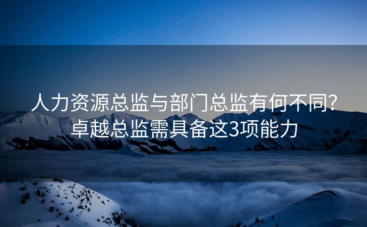 人力资源总监与部门总监有何不同?卓越总监需具备这3项能力