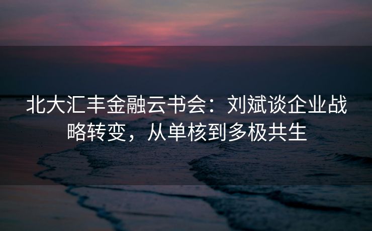 北大汇丰金融云书会:刘斌谈企业战略转变,从单核到多极共生