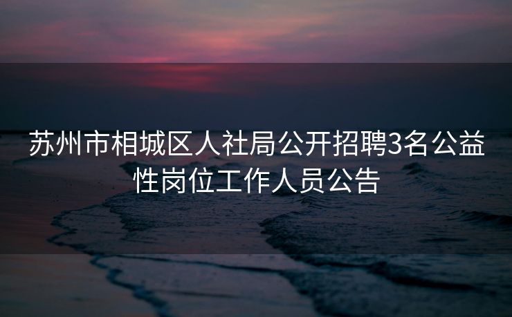 苏州市相城区人社局公开招聘3名公益性岗位工作人员公告