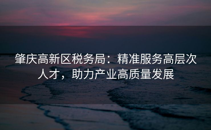 肇庆高新区税务局:精准服务高层次人才,助力产业高质量发展