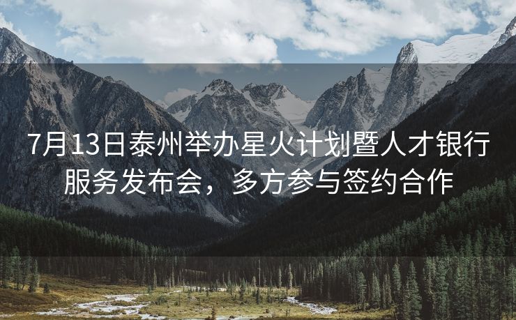 7月13日泰州举办星火计划暨人才银行服务发布会，多方参与签约合作