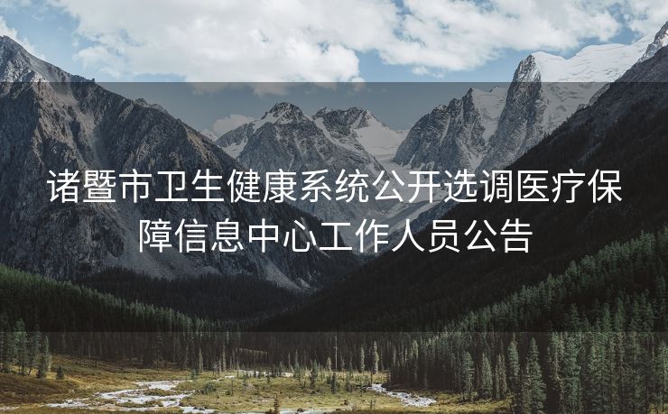 诸暨市卫生健康系统公开选调医疗保障信息中心工作人员公告