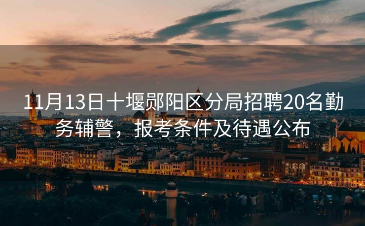 11月13日十堰郧阳区分局招聘20名勤务辅警，报考条件及待遇公布