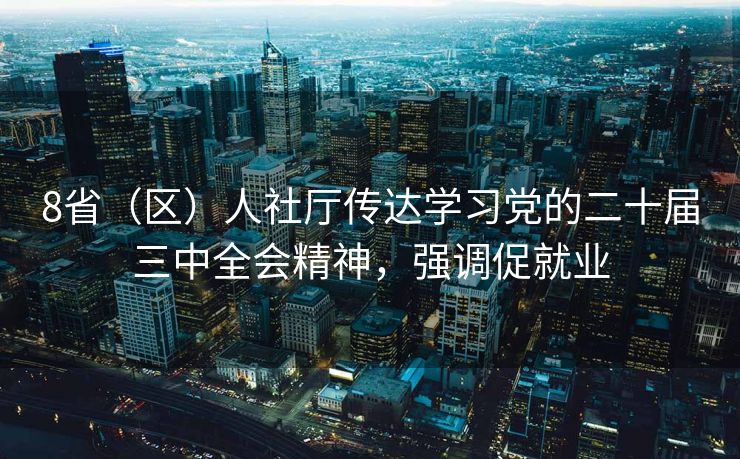 8省(区)人社厅传达学习党的二十届三中全会精神,强调促就业