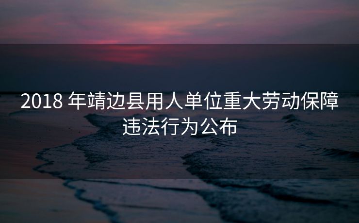 2018 年靖边县用人单位重大劳动保障违法行为公布
