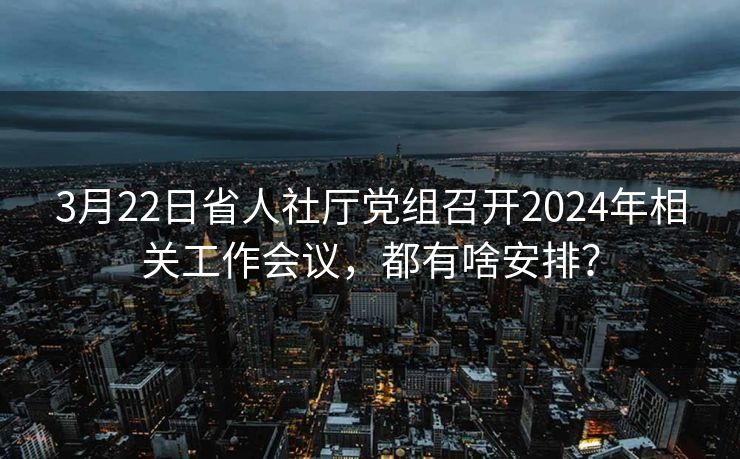 3月22日省人社厅党组召开2024年相关工作会议，都有啥安排？