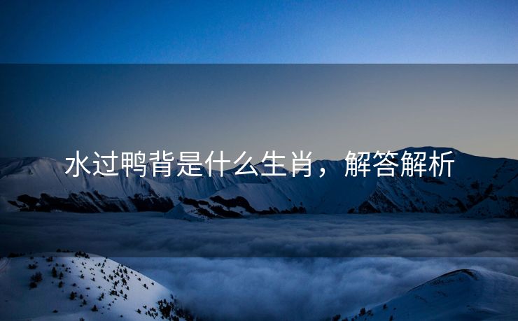 水过鸭背是什么生肖，解答解析