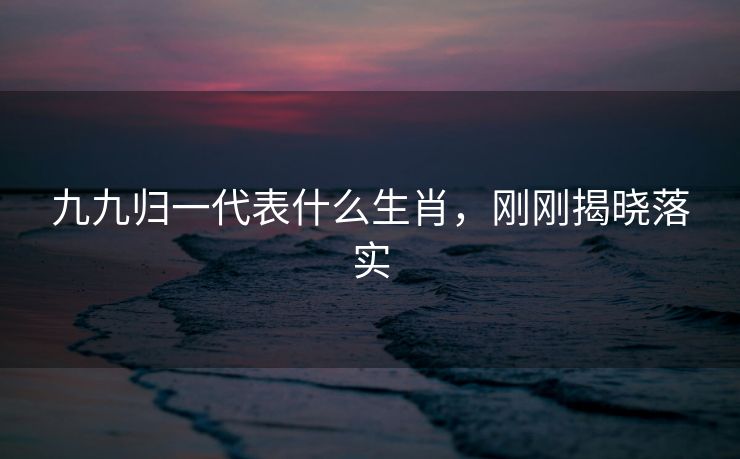 九九归一代表什么生肖，刚刚揭晓落实