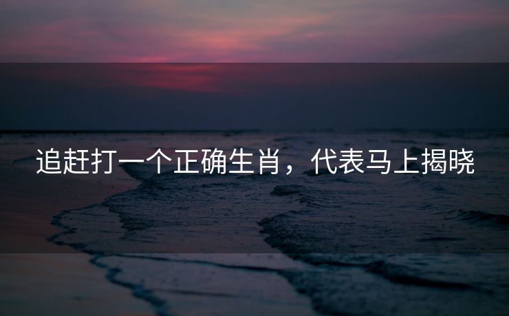 追赶打一个正确生肖，代表马上揭晓