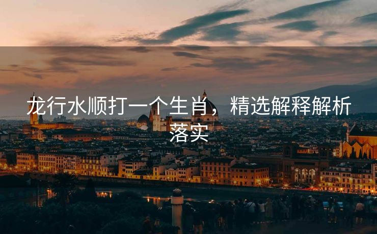 龙行水顺打一个生肖，精选解释解析落实