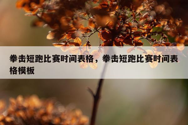拳击短跑比赛时间表格，拳击短跑比赛时间表格模板