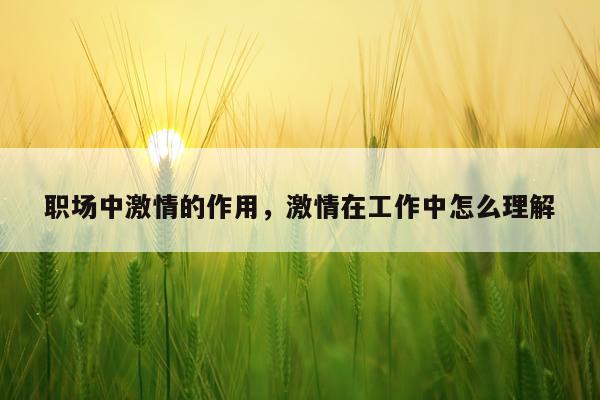职场中激情的作用，激情在工作中怎么理解