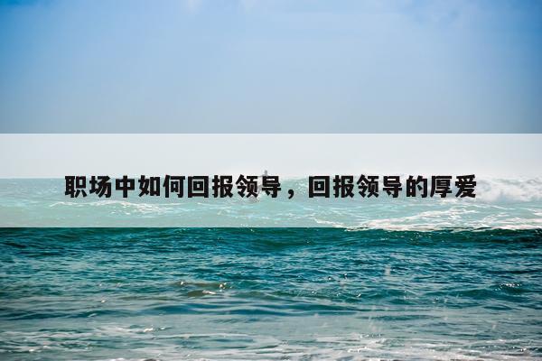 职场中如何回报领导，回报领导的厚爱