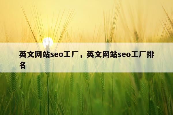 英文网站seo工厂，英文网站seo工厂排名