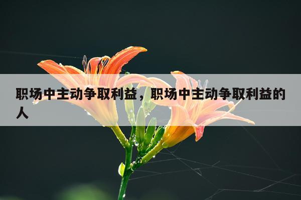 职场中主动争取利益，职场中主动争取利益的人