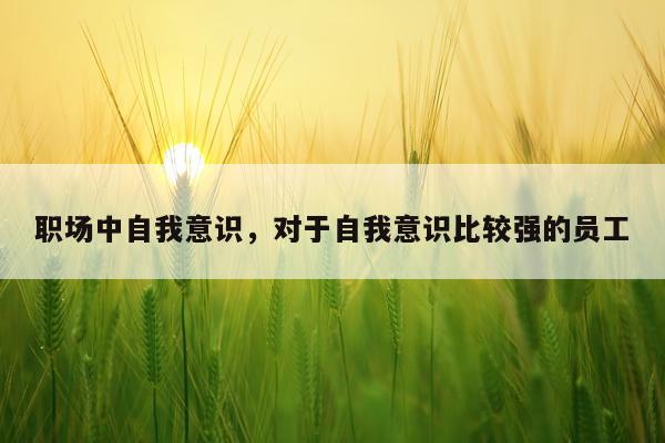 职场中自我意识，对于自我意识比较强的员工