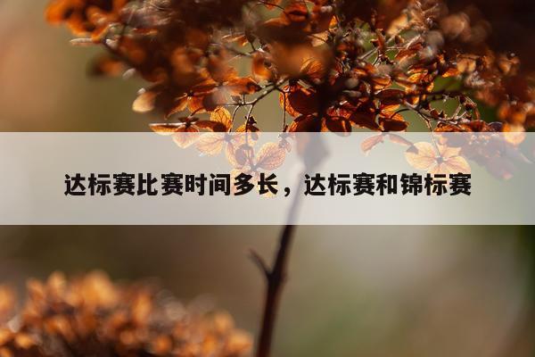 达标赛比赛时间多长，达标赛和锦标赛